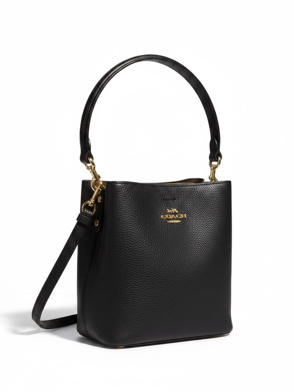 Coach Black Pebbled leather small town bucket bag 1011